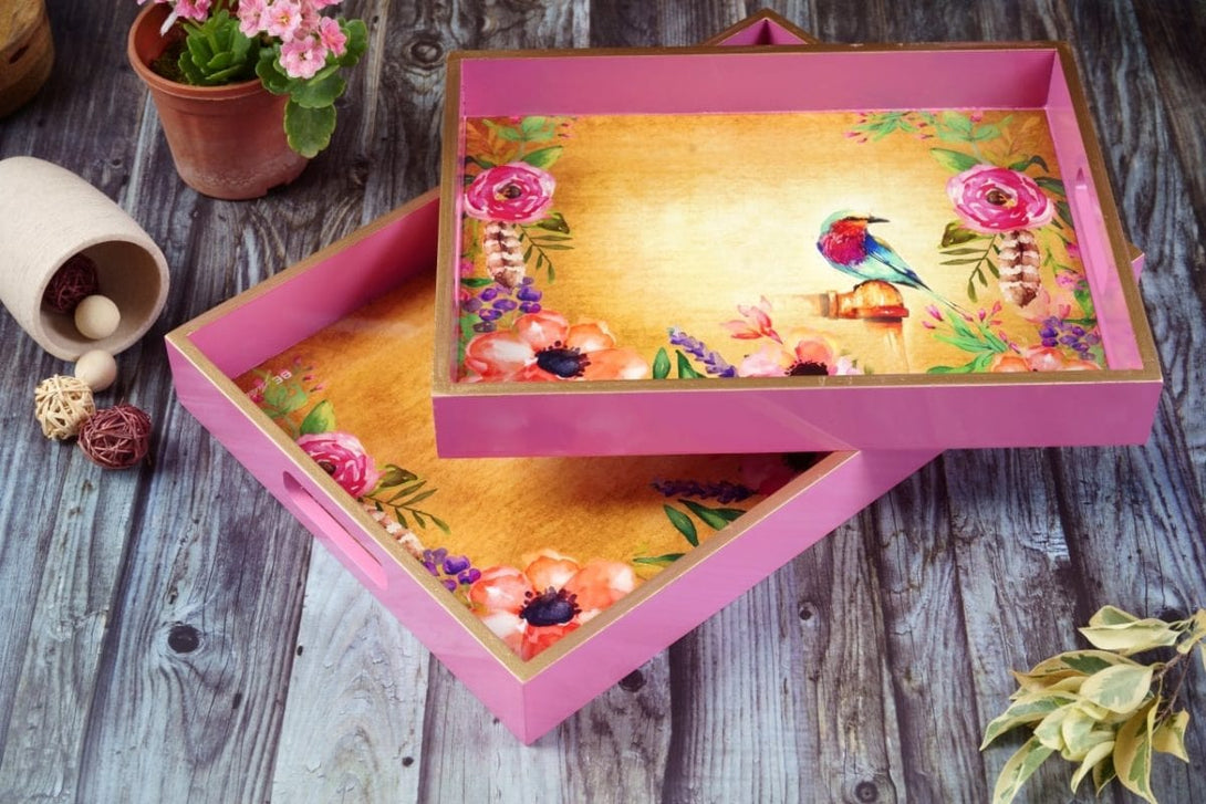 Vintage Bird Tray Set