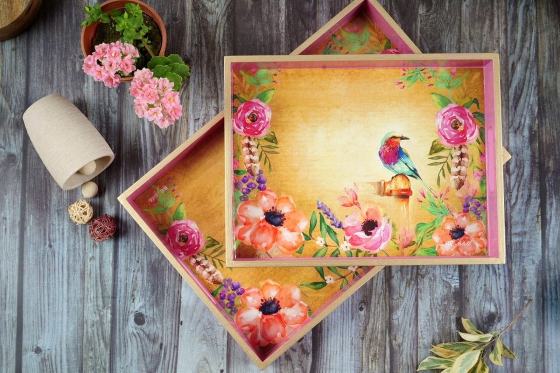 Vintage Bird Tray Set